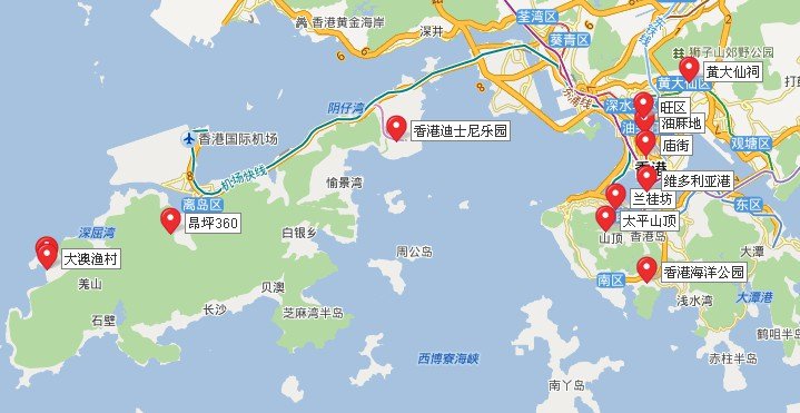 香港景点地图